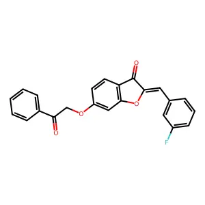 (2Z)-2-(3-fluorobenzylidene)-6-(2-oxo-2-phenylethoxy)-1-benzofuran-3(2H)-one structure