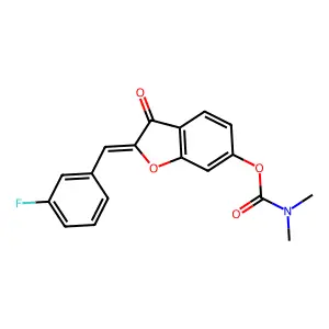 (Z)-2-(3-fluorobenzylidene)-3-oxo-2,3-dihydrobenzofuran-6-yl dimethylcarbamate structure