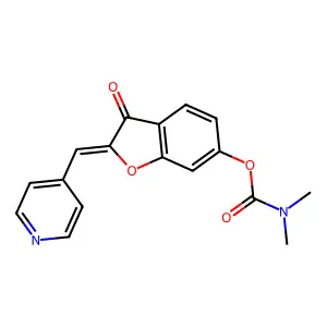 (Z)-3-oxo-2-(pyridin-4-ylmethylene)-2,3-dihydrobenzofuran-6-yl dimethylcarbamate structure