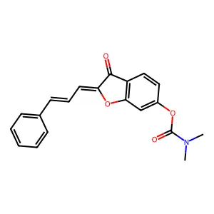 (Z)-3-oxo-2-((E)-3-phenylallylidene)-2,3-dihydrobenzofuran-6-yl dimethylcarbamate structure