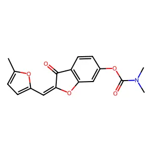 (Z)-2-((5-methylfuran-2-yl)methylene)-3-oxo-2,3-dihydrobenzofuran-6-yl dimethylcarbamate structure