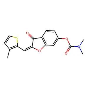(Z)-2-((3-methylthiophen-2-yl)methylene)-3-oxo-2,3-dihydrobenzofuran-6-yl dimethylcarbamate structure