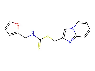 Imidazo[1,2-a]pyridin-2-ylmethyl (furan-2-ylmethyl)carbamodithioate structure