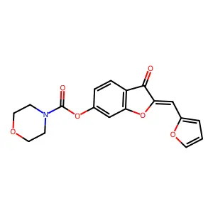 (Z)-2-(furan-2-ylmethylene)-3-oxo-2,3-dihydrobenzofuran-6-yl morpholine-4-carboxylate structure