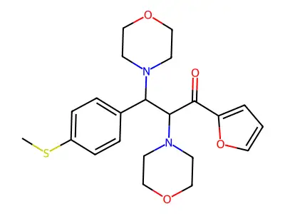 1-(Furan-2-yl)-3-(4-(methylthio)phenyl)-2,3-dimorpholinopropan-1-one structure