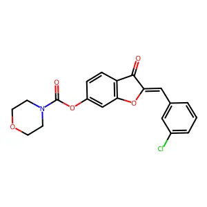 (Z)-2-(3-chlorobenzylidene)-3-oxo-2,3-dihydrobenzofuran-6-yl morpholine-4-carboxylate structure