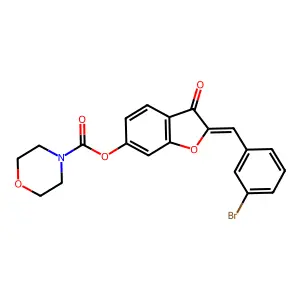 (Z)-2-(3-bromobenzylidene)-3-oxo-2,3-dihydrobenzofuran-6-yl morpholine-4-carboxylate structure