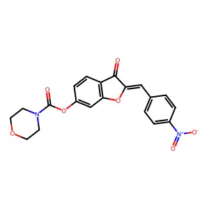 (Z)-2-(4-nitrobenzylidene)-3-oxo-2,3-dihydrobenzofuran-6-yl morpholine-4-carboxylate structure