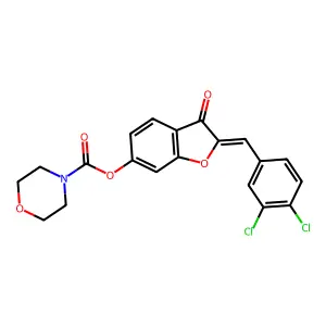 (Z)-2-(3,4-dichlorobenzylidene)-3-oxo-2,3-dihydrobenzofuran-6-yl morpholine-4-carboxylate structure