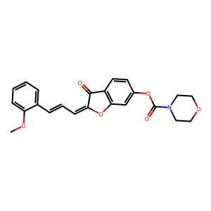 (Z)-2-((E)-3-(2-methoxyphenyl)allylidene)-3-oxo-2,3-dihydrobenzofuran-6-yl morpholine-4-carboxylate structure