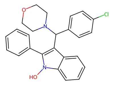 3-((4-chlorophenyl)(morpholino)methyl)-2-phenyl-1H-indol-1-ol structure