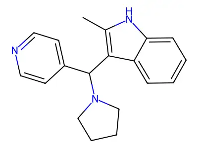 2-methyl-3-(pyridin-4-yl(pyrrolidin-1-yl)methyl)-1H-indole structure