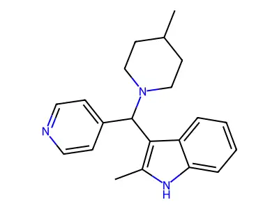 2-methyl-3-[(4-methylpiperidin-1-yl)-pyridin-4-ylmethyl]-1H-indole structure