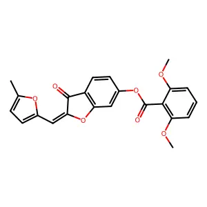 (Z)-2-((5-methylfuran-2-yl)methylene)-3-oxo-2,3-dihydrobenzofuran-6-yl 2,6-dimethoxybenzoate structure