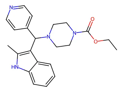 ethyl 4-[(2-methyl-1H-indol-3-yl)-pyridin-4-ylmethyl]piperazine-1-carboxylate structure