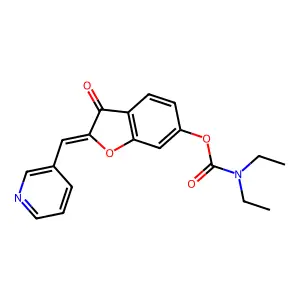 (2Z)-3-oxo-2-(pyridin-3-ylmethylidene)-2,3-dihydro-1-benzofuran-6-yl diethylcarbamate structure