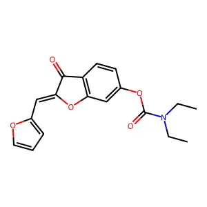 (Z)-2-(furan-2-ylmethylene)-3-oxo-2,3-dihydrobenzofuran-6-yl diethylcarbamate structure