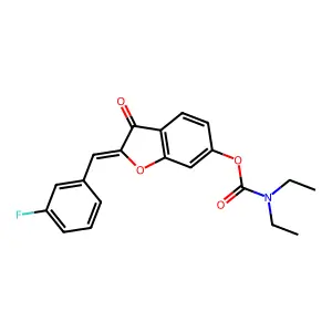 (Z)-2-(3-fluorobenzylidene)-3-oxo-2,3-dihydrobenzofuran-6-yl diethylcarbamate structure