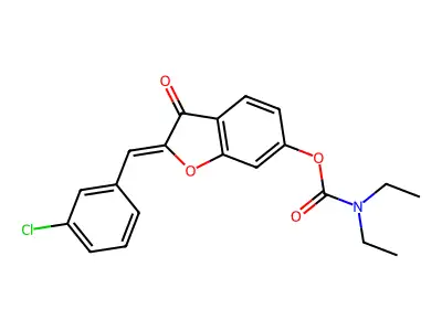 (Z)-2-(3-chlorobenzylidene)-3-oxo-2,3-dihydrobenzofuran-6-yl diethylcarbamate structure