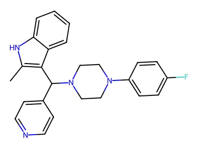3-{[4-(4-fluorophenyl)piperazin-1-yl](pyridin-4-yl)methyl}-2-methyl-1H-indole structure