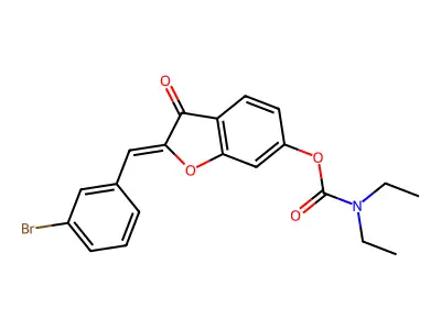 (2Z)-2-(3-bromobenzylidene)-3-oxo-2,3-dihydro-1-benzofuran-6-yl diethylcarbamate structure