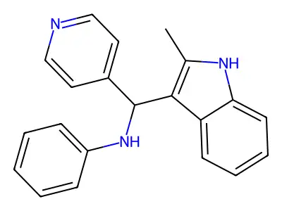 N-[(2-methyl-1H-indol-3-yl)(pyridin-4-yl)methyl]aniline structure