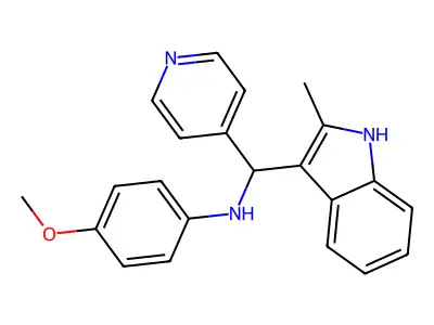 4-methoxy-N-[(2-methyl-1H-indol-3-yl)(pyridin-4-yl)methyl]aniline structure