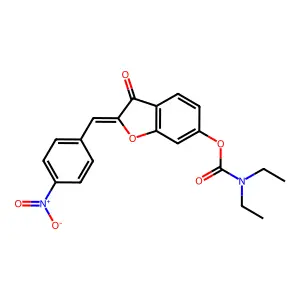 (Z)-2-(4-nitrobenzylidene)-3-oxo-2,3-dihydrobenzofuran-6-yl diethylcarbamate structure