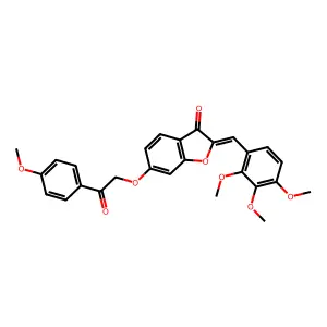 (Z)-6-(2-(4-methoxyphenyl)-2-oxoethoxy)-2-(2,3,4-trimethoxybenzylidene)benzofuran-3(2H)-one structure