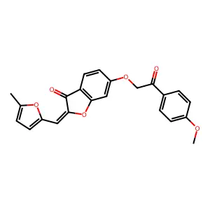 (Z)-6-(2-(4-methoxyphenyl)-2-oxoethoxy)-2-((5-methylfuran-2-yl)methylene)benzofuran-3(2H)-one structure