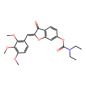 (Z)-3-oxo-2-(2,3,4-trimethoxybenzylidene)-2,3-dihydrobenzofuran-6-yl diethylcarbamate structure