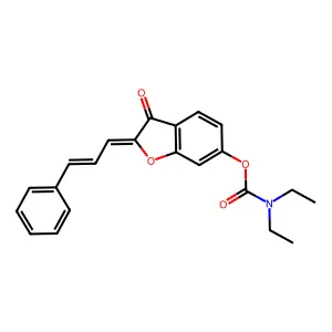 (Z)-3-oxo-2-((E)-3-phenylallylidene)-2,3-dihydrobenzofuran-6-yl diethylcarbamate structure