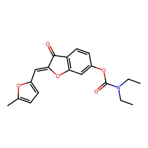 (Z)-2-((5-methylfuran-2-yl)methylene)-3-oxo-2,3-dihydrobenzofuran-6-yl diethylcarbamate structure