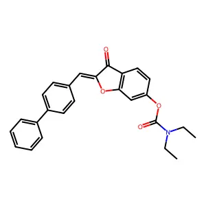 (2Z)-2-(biphenyl-4-ylmethylidene)-3-oxo-2,3-dihydro-1-benzofuran-6-yl diethylcarbamate structure