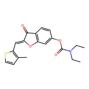 (Z)-2-((3-methylthiophen-2-yl)methylene)-3-oxo-2,3-dihydrobenzofuran-6-yl diethylcarbamate structure