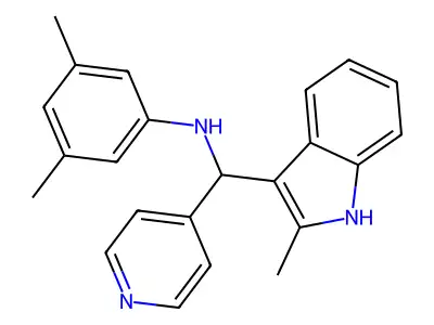 3,5-dimethyl-N-[(2-methyl-1H-indol-3-yl)(pyridin-4-yl)methyl]aniline structure