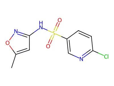 6-chloro-N-(5-methyl-1,2-oxazol-3-yl)pyridine-3-sulfonamide structure