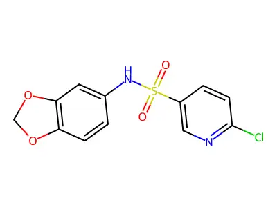 N-(1,3-dioxaindan-5-yl)-6-chloropyridine-3-sulfonamide structure