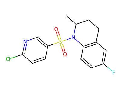1-(6-chloropyridin-3-yl)sulfonyl-6-fluoro-2-methyl-3,4-dihydro-2H-quinoline structure