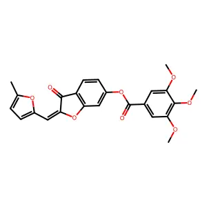 (Z)-2-((5-methylfuran-2-yl)methylene)-3-oxo-2,3-dihydrobenzofuran-6-yl 3,4,5-trimethoxybenzoate structure