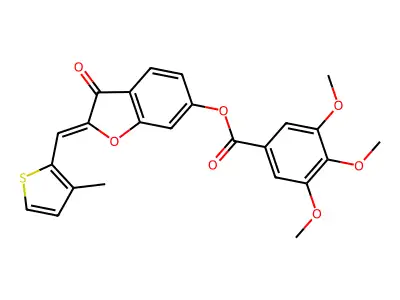 (Z)-2-((3-methylthiophen-2-yl)methylene)-3-oxo-2,3-dihydrobenzofuran-6-yl 3,4,5-trimethoxybenzoate structure