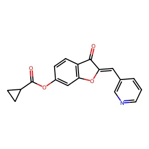 (Z)-3-oxo-2-(pyridin-3-ylmethylene)-2,3-dihydrobenzofuran-6-yl cyclopropanecarboxylate structure