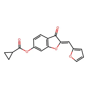 (Z)-2-(furan-2-ylmethylene)-3-oxo-2,3-dihydrobenzofuran-6-yl cyclopropanecarboxylate structure