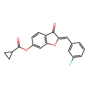 (Z)-2-(3-fluorobenzylidene)-3-oxo-2,3-dihydrobenzofuran-6-yl cyclopropanecarboxylate structure