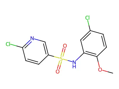 6-chloro-N-(5-chloro-2-methoxyphenyl)pyridine-3-sulfonamide structure