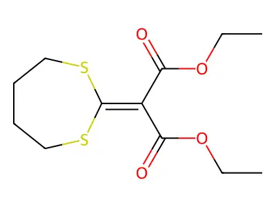 Propanedioic acid, 1,3-dithiepan-2-ylidene-, diethyl ester structure