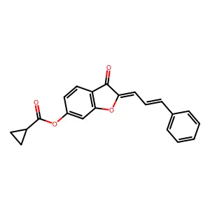 (Z)-3-oxo-2-((E)-3-phenylallylidene)-2,3-dihydrobenzofuran-6-yl cyclopropanecarboxylate structure