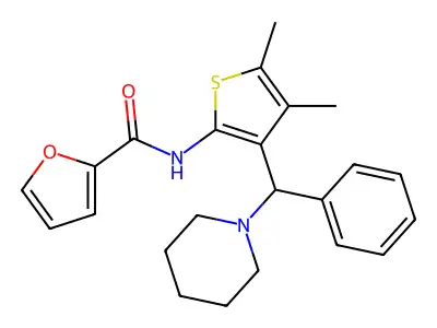 N-{4,5-dimethyl-3-[phenyl(piperidin-1-yl)methyl]thiophen-2-yl}furan-2-carboxamide structure