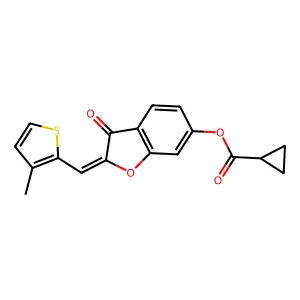 (Z)-2-((3-methylthiophen-2-yl)methylene)-3-oxo-2,3-dihydrobenzofuran-6-yl cyclopropanecarboxylate structure