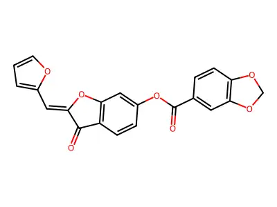 (Z)-2-(furan-2-ylmethylene)-3-oxo-2,3-dihydrobenzofuran-6-yl benzo[d][1,3]dioxole-5-carboxylate structure